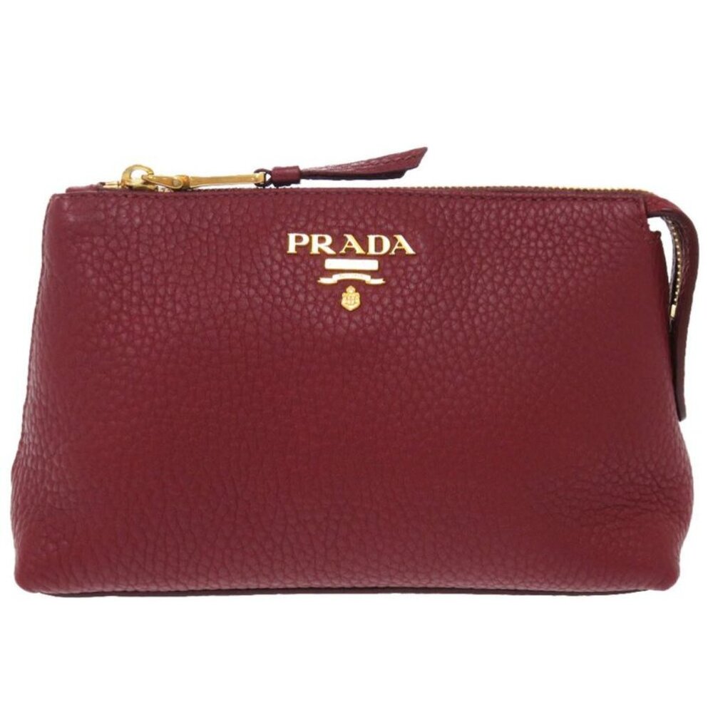 Prada Leather Bold Gold Hardware Pouch Bag 1302 - Picture 1 of 7